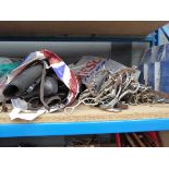 4 bags of assorted tack inc. leg shields, mouthpieces etc.