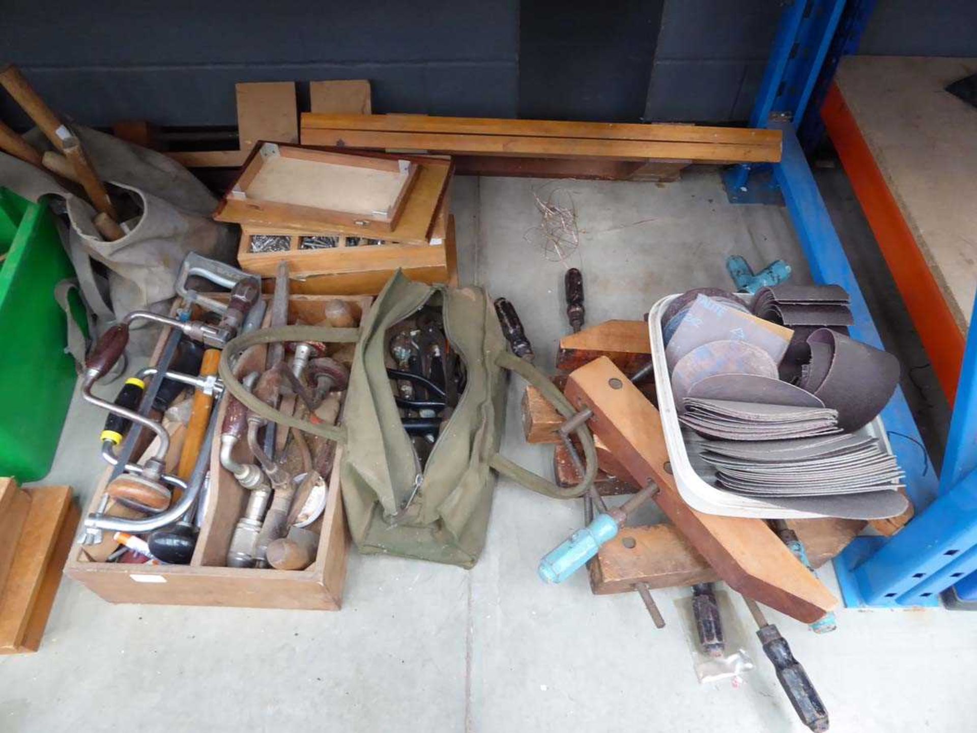 Large underbay containing chisels, hammers, drills, hand drills, sandpaper, clamps etc. - Image 2 of 4