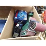Box of Parkside belt sander, reciprocating saw, jigsaw and electric planer