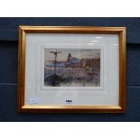 Watercolour, sailing boats in harbour