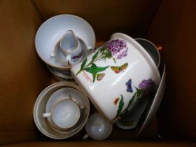 Box containing a qty of Royal Worcester and Portmeirion crockery