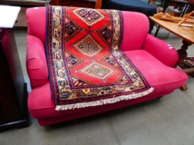 Pink fabric 2 seater sofa