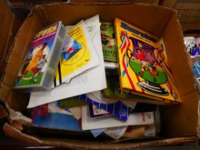 Box of football related children's ephemera inc, programmes, comics, annuals plus video cassette