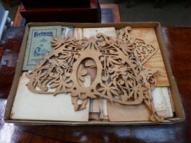 Box containing fretwork and a qty of instruction magazines