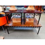 Jali and metal coffee table pus a pair of lamp tables