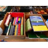 2 boxes containing travel and painting guides plus cookery books and novels
