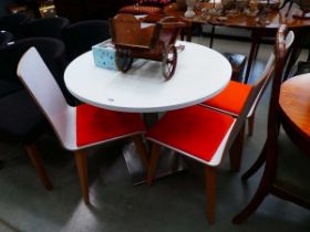 Melamine and chrome circular dining table with 4 bentwood chairs