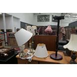 3 oynx and metal table lamps