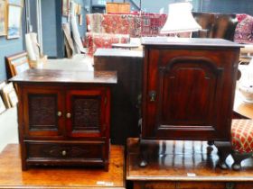 Small Edwardian double door cupboard with drawer under