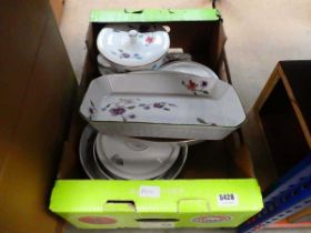 Box containing Royal Worcester Astley patterned crockery