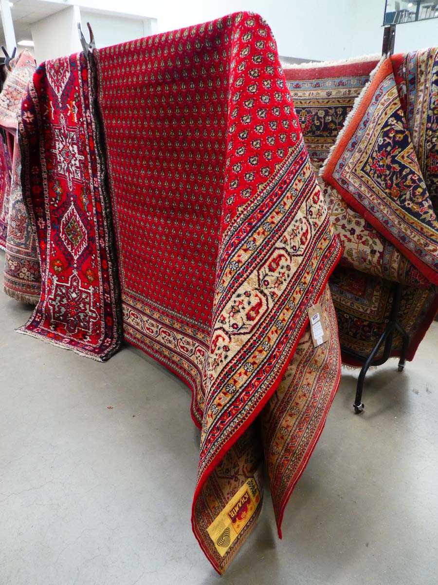 (4) Louis De Portier floral carpet with red background