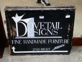 'Dovetail designs' advertising board