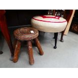 Milking stool plus a 1950's upholstered stool