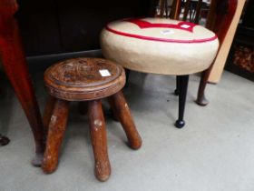Milking stool plus a 1950's upholstered stool