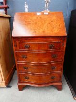 Reproduction walnut bureau with 4 drawers under