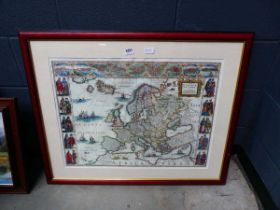 Framed and glazed map of Europe