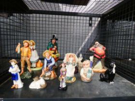 Cage of Royal Doulton figures inc, Falstaff, Heidi, Albert Sagger the Potter and others