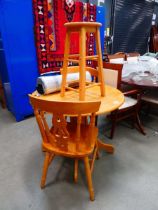 Beech dropside table plus 2 chairs and a stool