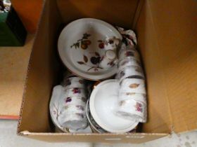 Box containing a qty of Royal Worcester Evesham patterened crockery