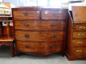 Victorian bow fronted chest of 2 over 3 drawers