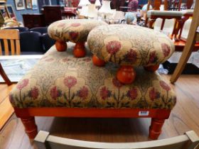 3 floral upholstered pine footstools