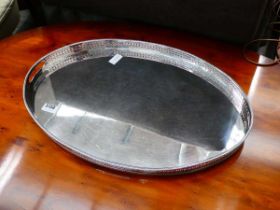 Silver plated galleried serving tray