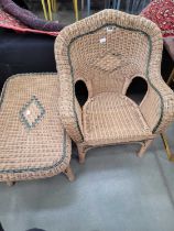 Conservatory wicker coffee table plus armchair