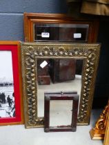 3 brass and gilt framed mirrors