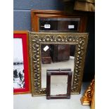 3 brass and gilt framed mirrors
