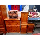 Piine chest of 2 over 3 drawers plus 3 bedside cabinets