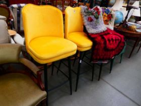 3 Mustard fabric bar stools