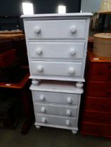 Pair of painted 3 drawer bedside cabinets