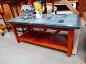 Tile topped teak coffee table