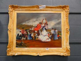 Spanish oil on canvas - The Flamenco Dancers