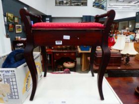 Upholstered Edwardian piano stool