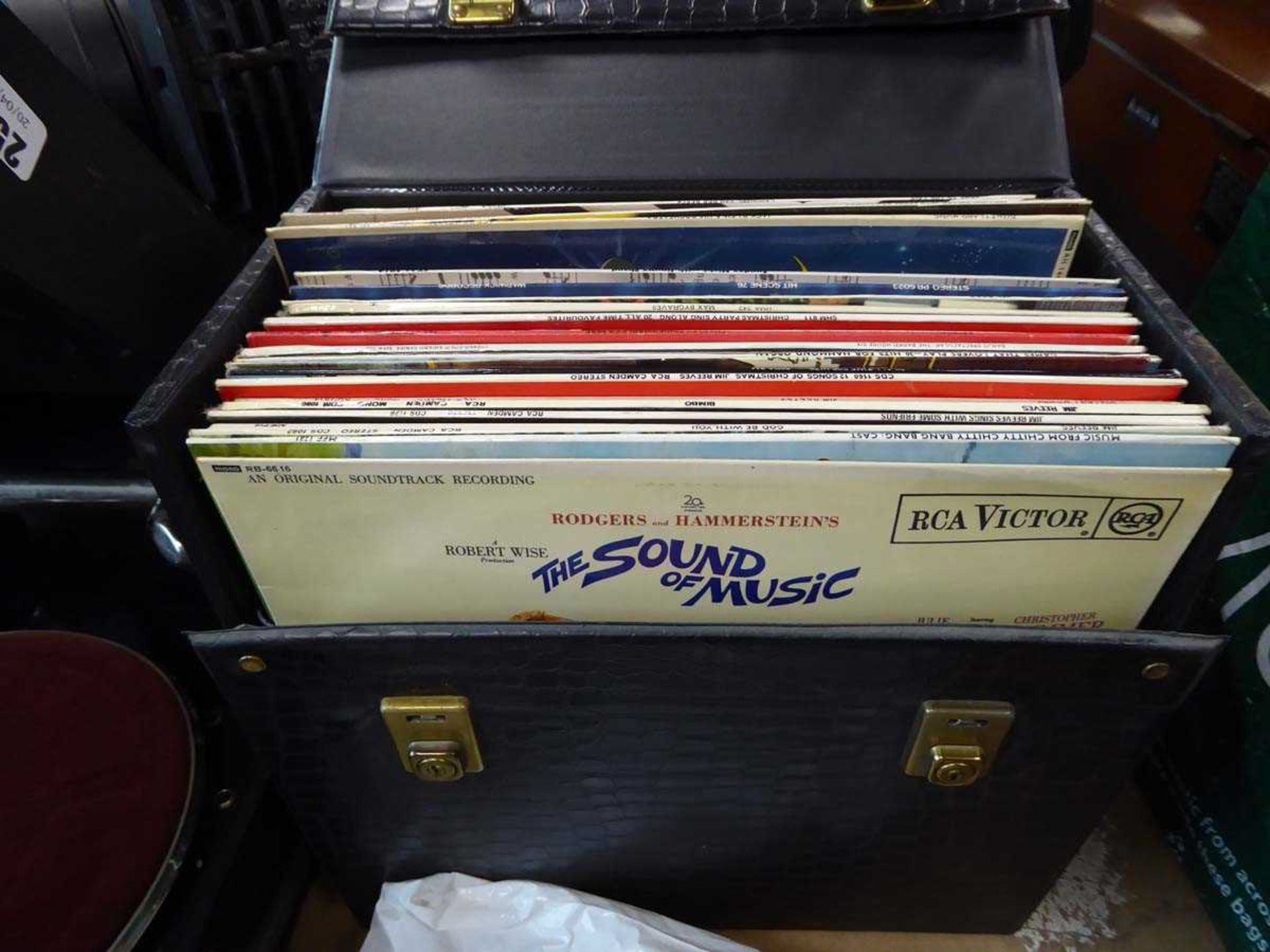 Box of records inc. Sound of Music, Jim Reeves, etc.