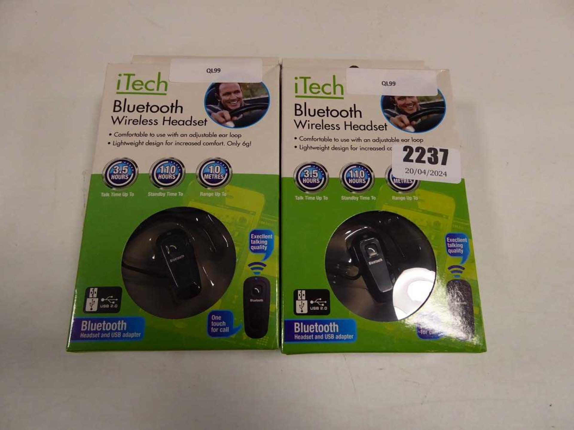 2 iTech Bluetooth wireless headsets