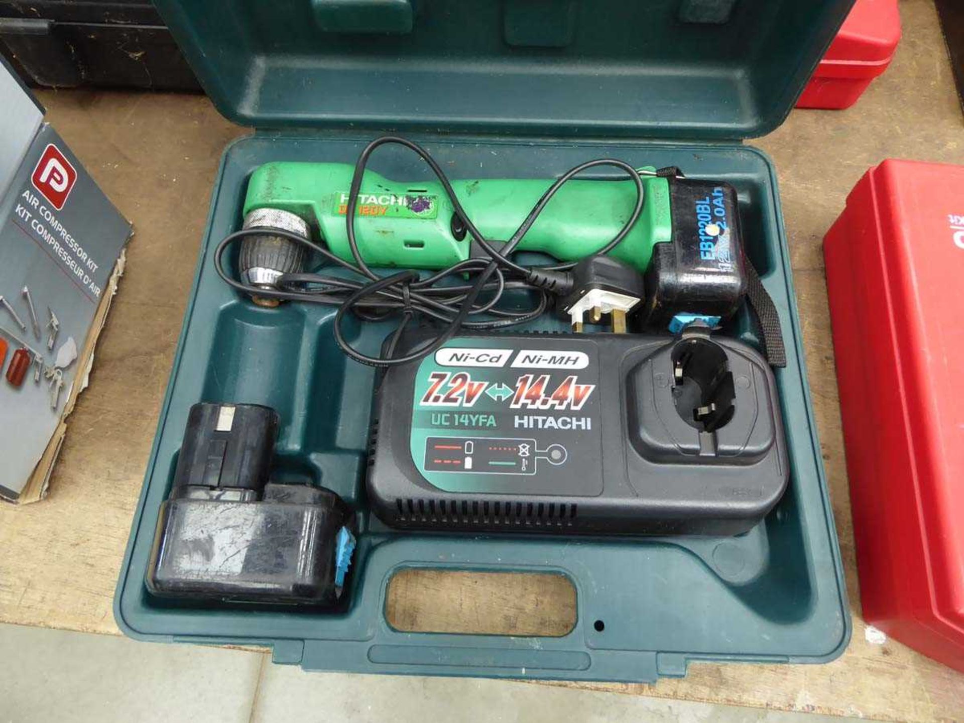 Hitachi angle drill with 2 batteries and charger