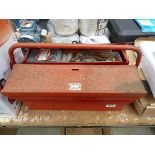 Red cantilever toolbox with various fixings