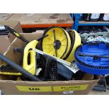 +VAT Box containing assorted Karcher and other makes of pressure washer parts, and window vacs