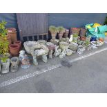 Large qty of concrete pots and garden ornaments