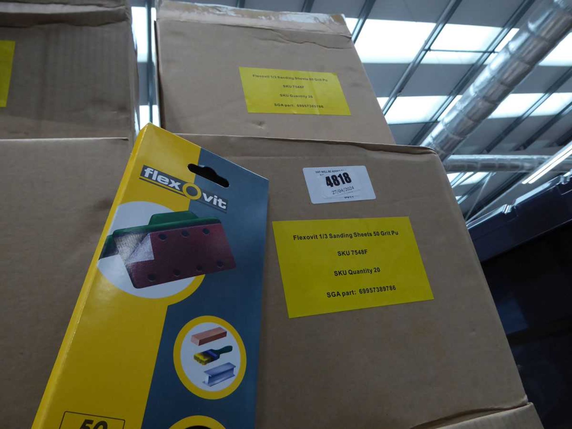 +VAT 5 boxes of Flexovit 50-grit sanding sheets