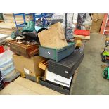 Large pallet of assorted items inc. drills, tools, fixings, strimmer, toolboxes etc.