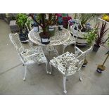 White aluminium garden table and 4 matching chairs