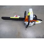 Jobsite orange petrol powered chainsaw