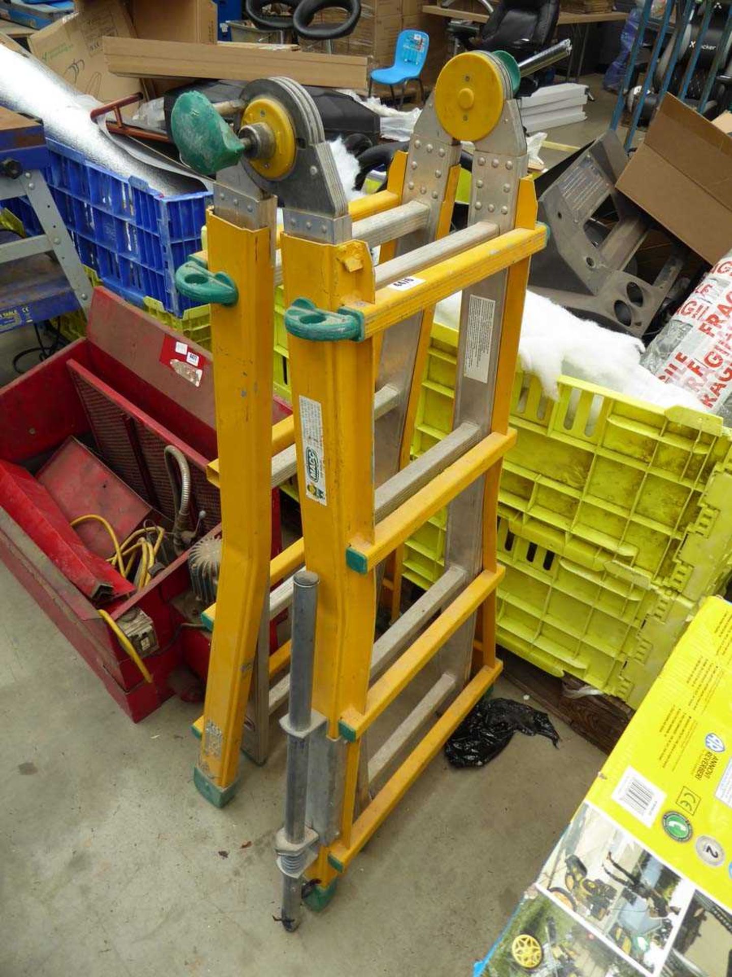 Multi position silver and yellow ladder