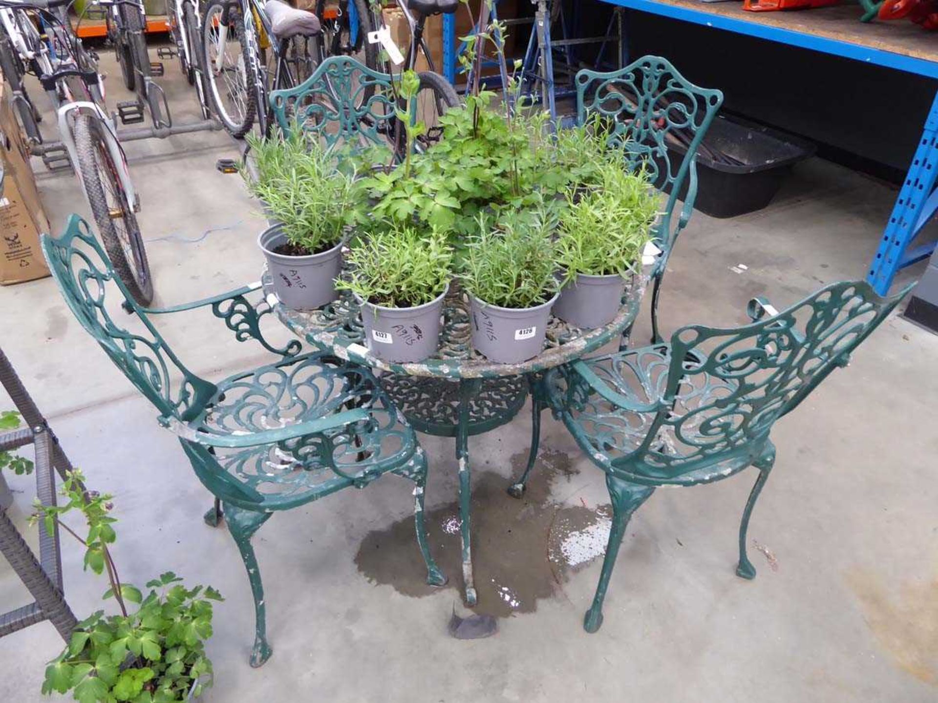 Metal aluminium garden table and 4 chairs