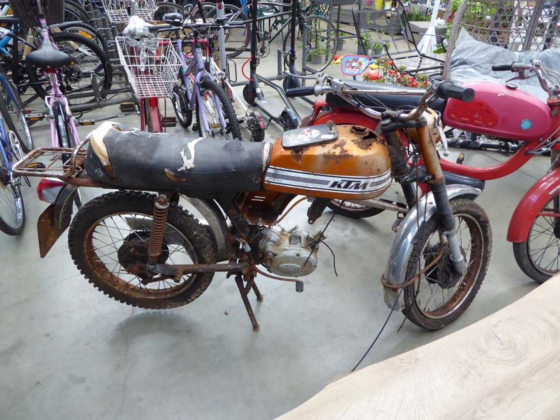 Vintage KTM motorbike, in need of restoration (only part engine)