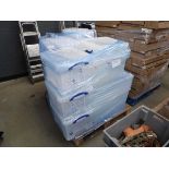 Pallet of plastic storage boxes