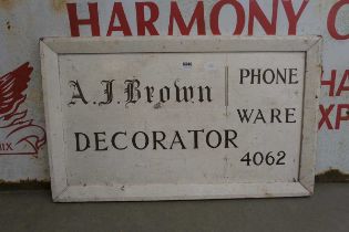 Painted wooden decorator's advertising sign
